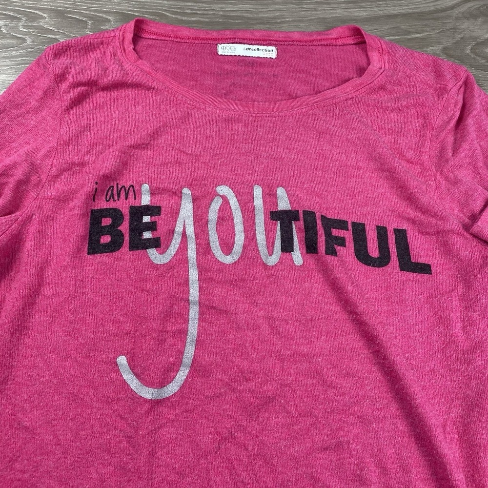 Peace Love World Women's Comfy I Am Beyoutiful Pullover Pink Large - Picture 4 of 8